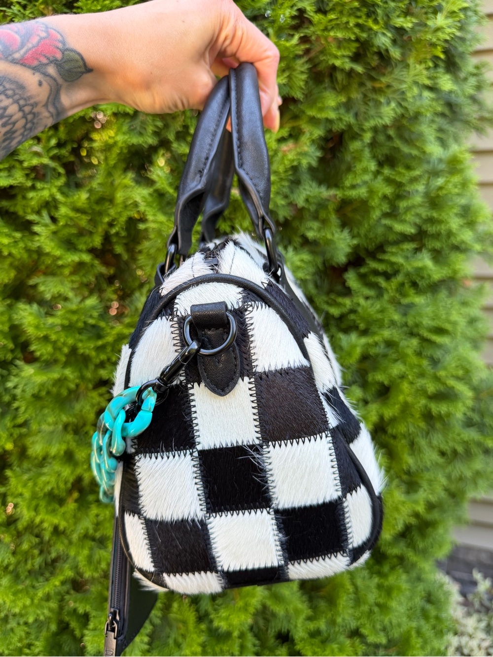 Dani Morgans Exclusive Checkered Cowhide Small Speedy Bag - Picture 16 of 17
